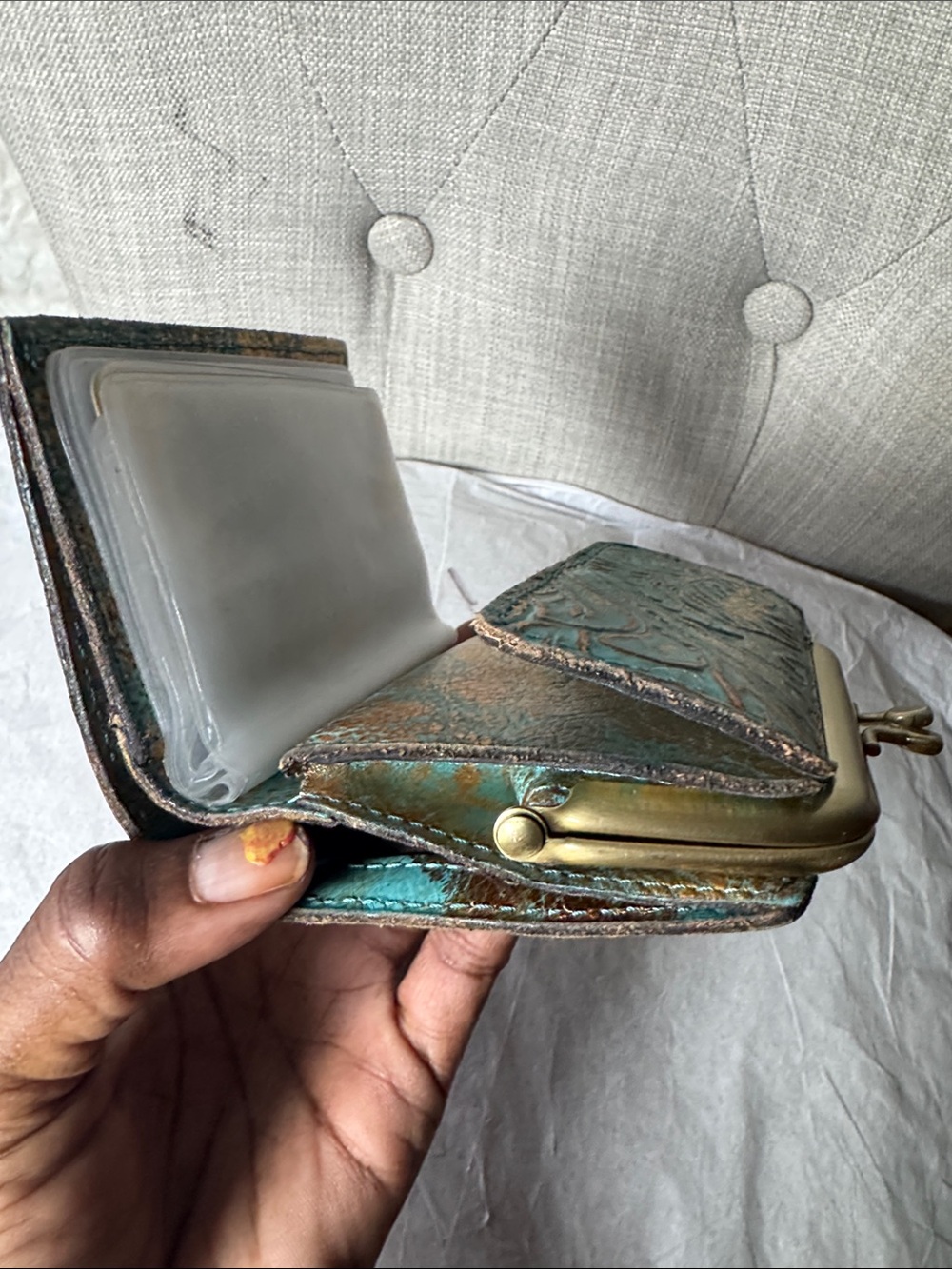 Patricia Nash Embossed Leather Kiss-Lock Wallet - Picture 6 of 7